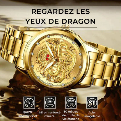 Montre dragon doré à la mode